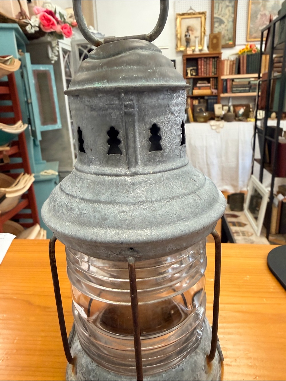 Ship Textured Gray Metal Lantern with Clear Glass — Decorative Home Accent - Picture 5 of 9